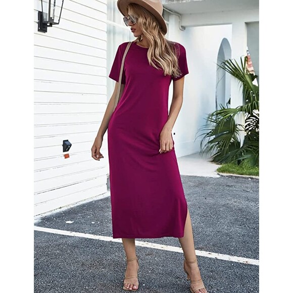 Naggoo Short Sleeve Split Maxi Dress with Pockets Sz XXL - Picture 2 of 6